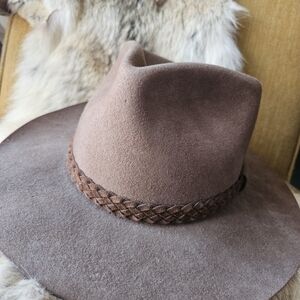 Classic Brown Fedora with Braided Band 100% WOOL Vintage